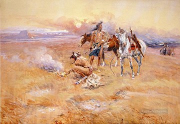  vaquero Pintura Art%C3%ADstica - Blackfeet Burning Crow Buffalo Range vaquero Charles Marion Russell Indiana